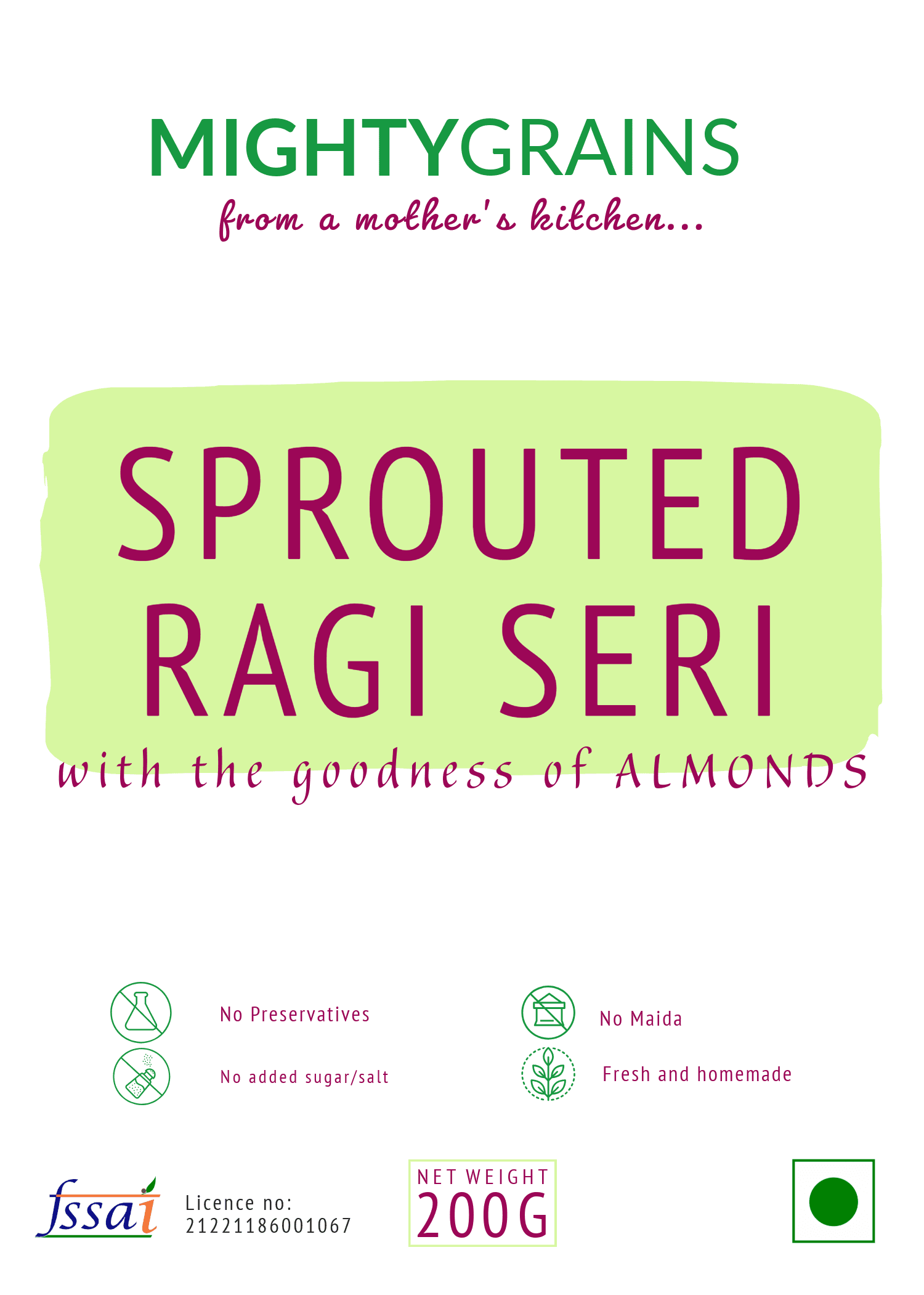 Sprouted Ragi Seri + Almonds (7 months+) - Image 2